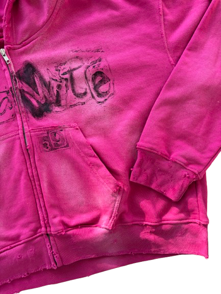 Pink cropped zip-up hoodie (Size S)